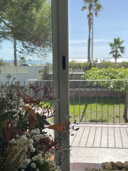 Puerta acristalada al jardín delantero